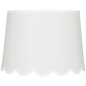 Empire Lamp Shade, White Hardback with Scalloped Edge and Piping