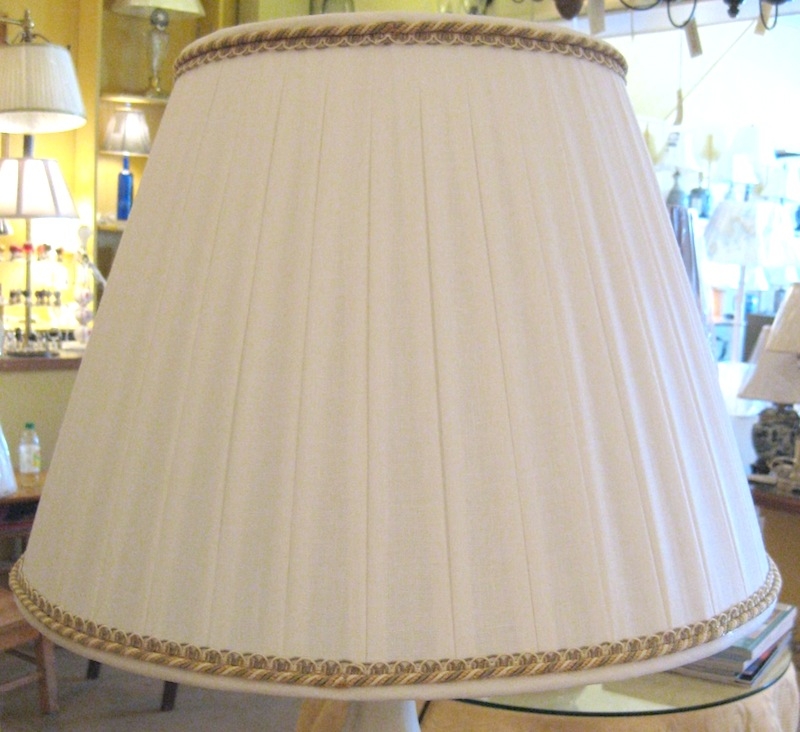 Empire Lampshade, Cream Box Pleats, Decorative Braided Trim Details