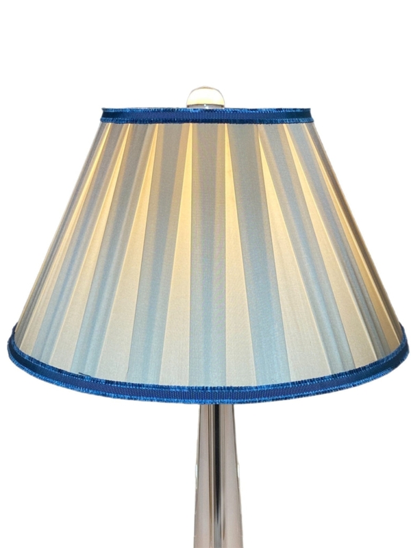 Empire Lampshade, Cream Silk-Like Fabric, Soft Sheen, Box Pleats, Elegant