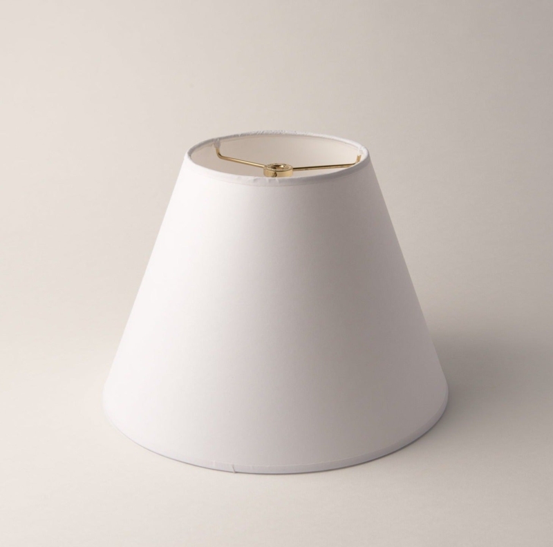 Empire Lampshade, Crisp White Paper Finish, Horizontal Pleats, Flared Base