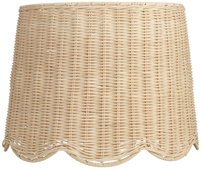 Empire Lampshade, Navy Tropical Palm Leaf Print, Scalloped Edge