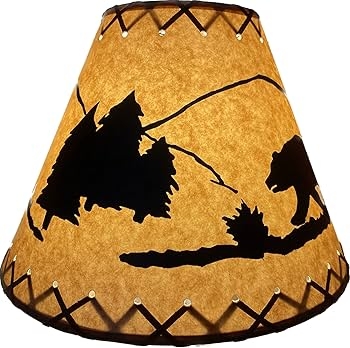 Empire Lampshade with Bear Silhouette on Oiled Kraft Paper.