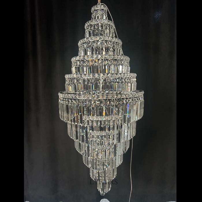 Extra Large Cascading Teardrop Chandelier Polished Chrome Luxury Foyer