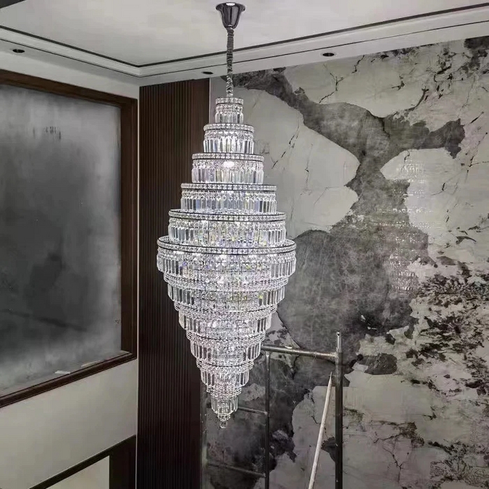Extra Large Rectangular Crystal Chandelier Polished Chrome Cascading