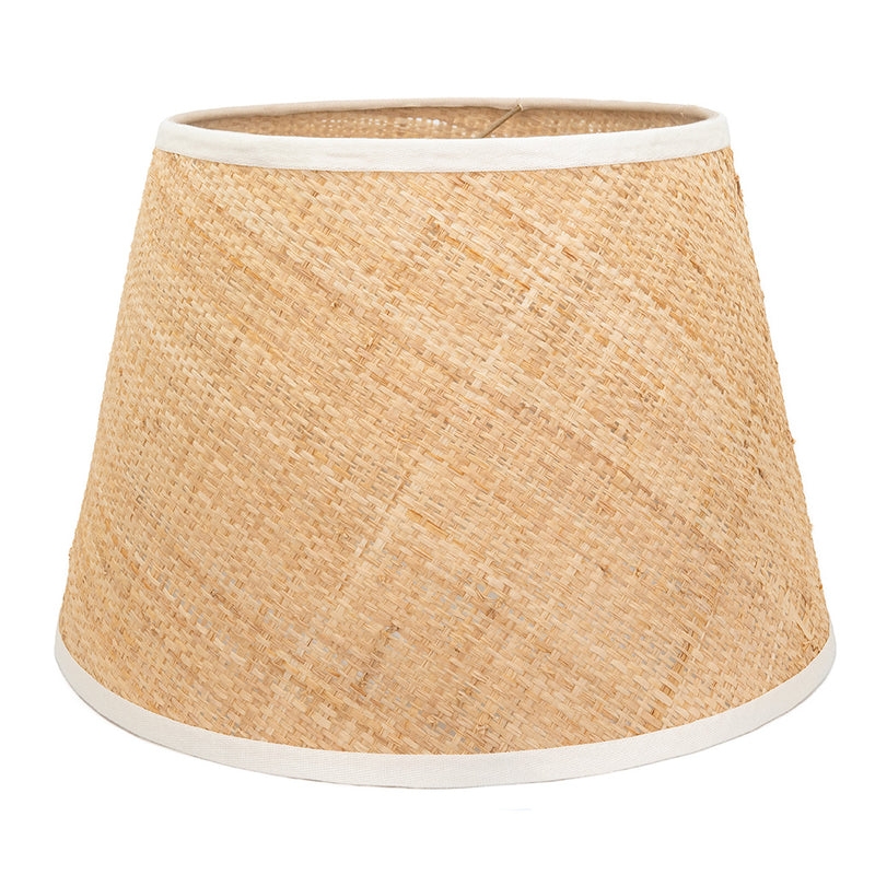 Extra Large Woven Raffia Lampshade with Whipstitched Trim