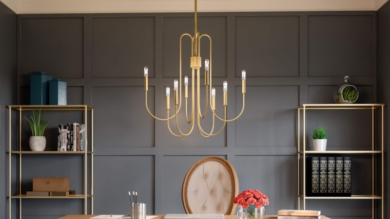 Farmhouse Chandelier: Matte Black Circular Frame, Clear Glass Shades