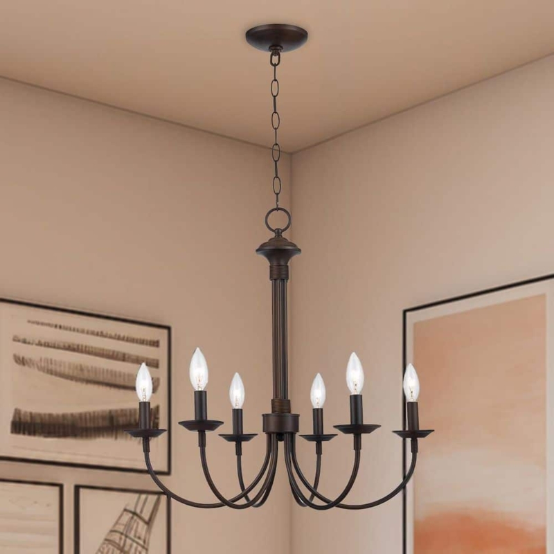 Farmhouse Chandelier Two-Tier Open Frame Candle Style Bulbs