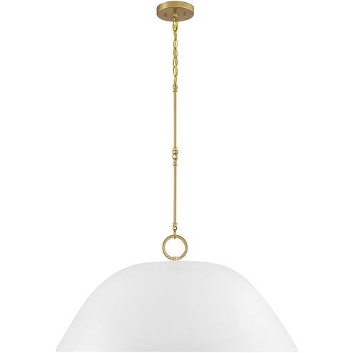 Farmhouse Pendant Light Oversized White Bisque Dome Brass Rivets