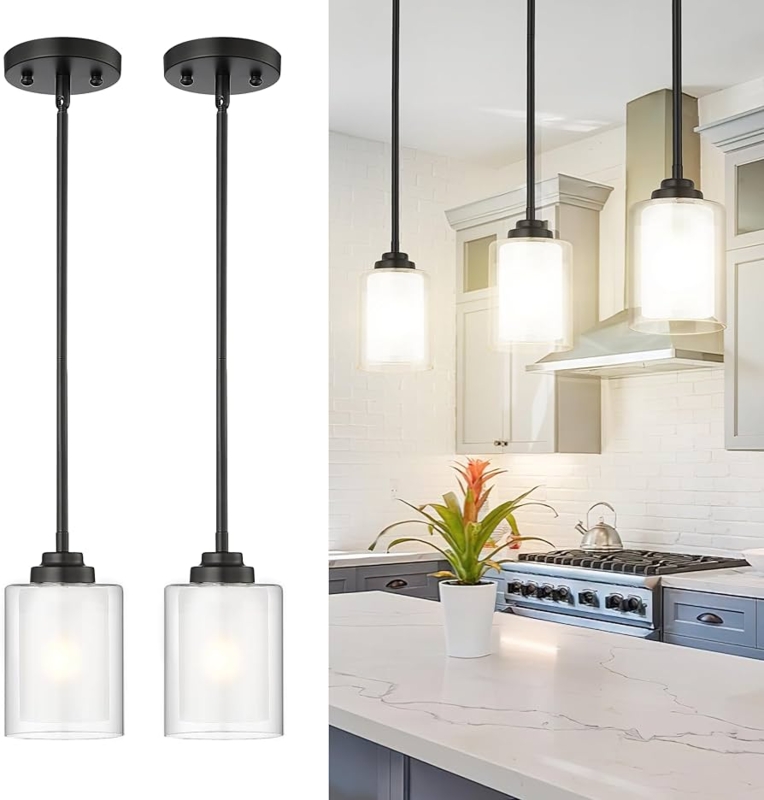 Farmhouse Pendant Trio, Three-Light Kitchen Island Set