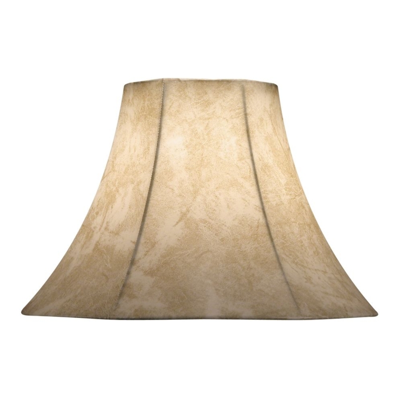 Faux Leather Lamp Shade Dark Brown Bell Silhouette Spider Assembly