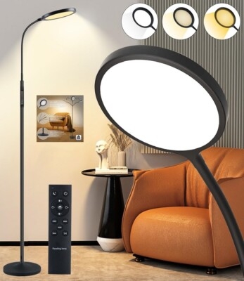 Flexible Neck LED Floor Lamp: Simple Matte Black Slim Task Lighting
