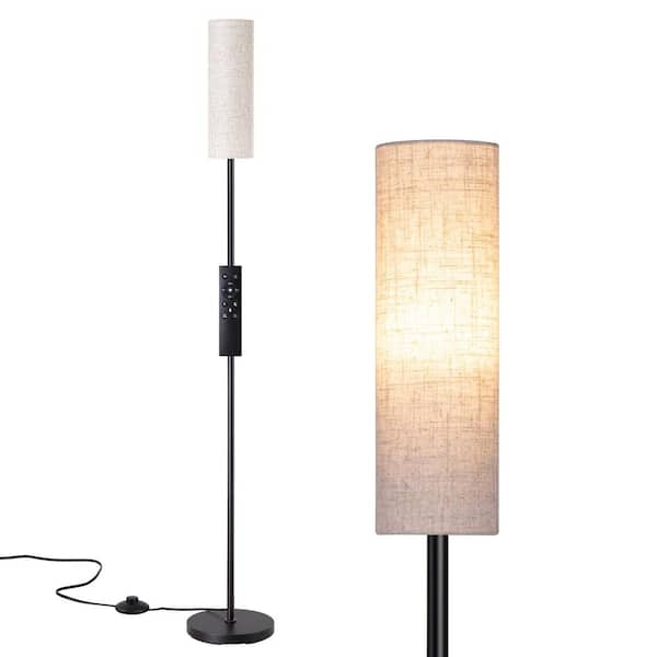 Floor Lamp 3-Light Swing Arms Matte Black Rectangular Shades Task