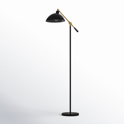 Floor Lamp Adjustable Arm Cone Shade Matte Black