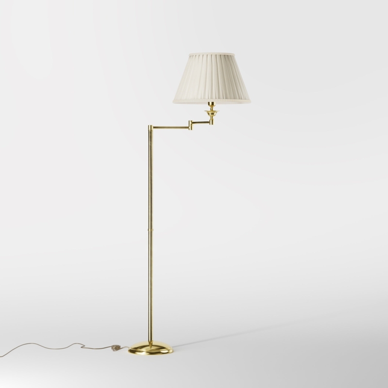 Floor Lamp Adjustable Boom Arm Curved Base Tapered Shade Modern