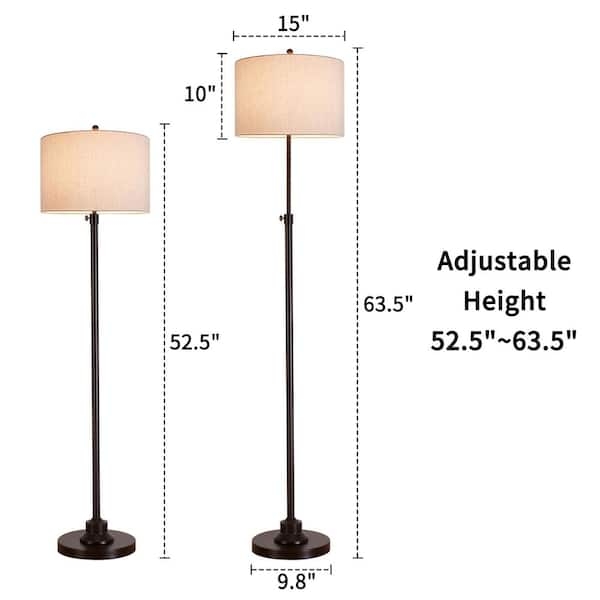 Floor Lamp Adjustable Bronze with Beige Linen Shade