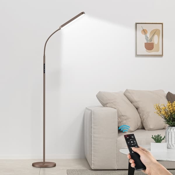 Floor Lamp Adjustable Gooseneck Flexible Matte Black Slim LED Head