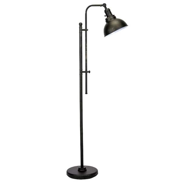 Floor Lamp Aged Bronze Adjustable Swing Arm with Metal Cone Shade