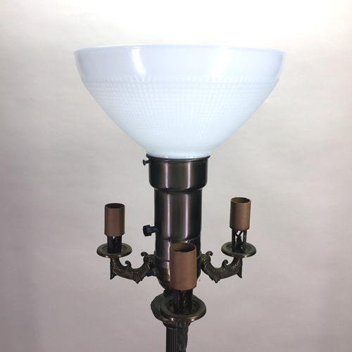 Floor Lamp Antique Brass Exposed Bulbs Traditional Multi-Tier Design