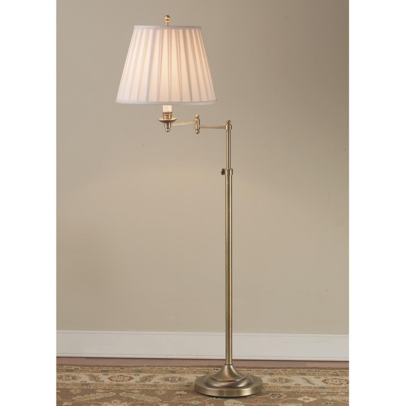Floor Lamp Antique Finish Swing Arm Conical Shade Traditional