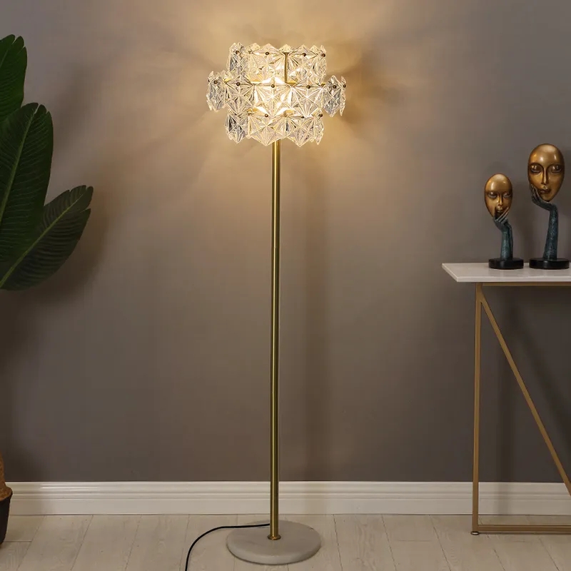 Floor Lamp Arc Arm Glass Bell Shade Gold Brass Finish Modern Glam