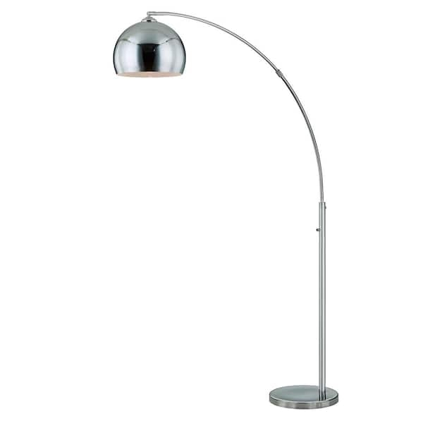 Floor Lamp Arched Five Arm Integrated LED Cylindrical Heads Chrome