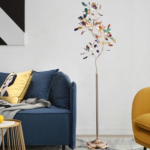Floor Lamp: Arched Gold Frame with Three Frosted White Globe Shades