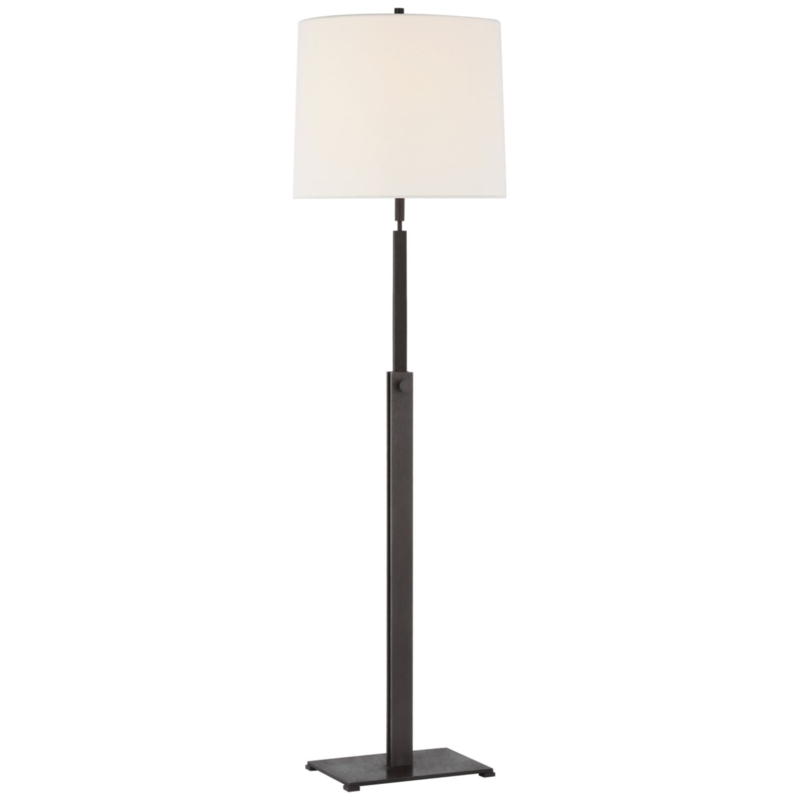 Floor Lamp Architectural Base Telescoping Neck with Dark Iron Finish