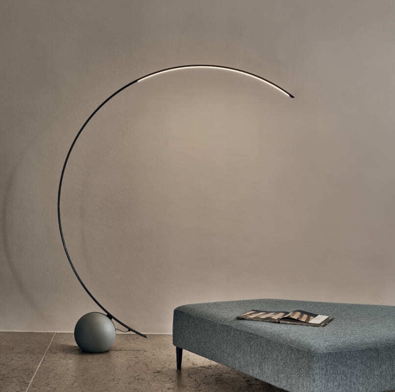 Floor Lamp Architectural Gold Circular Hoop Integrated LED Strip
