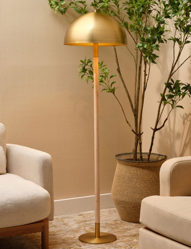 Floor Lamp Architectural Style Matte Black Oversized Dome Shade