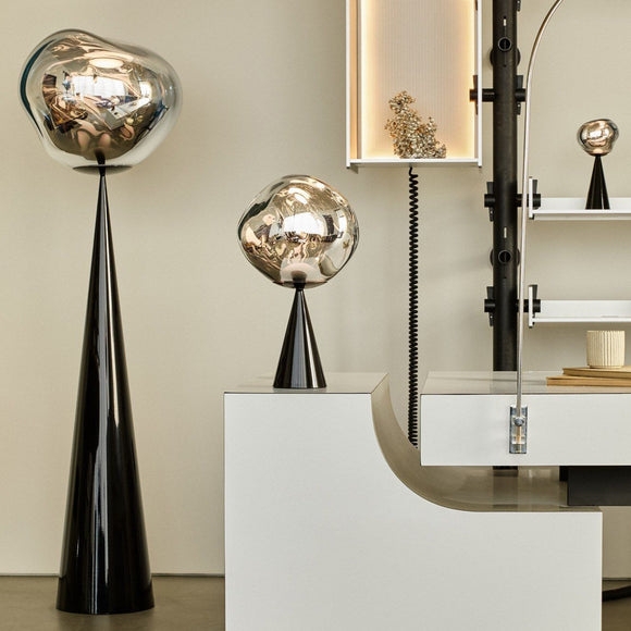 Floor Lamp: Artistic High-Gloss Gold Melted Effect Globe Lighting