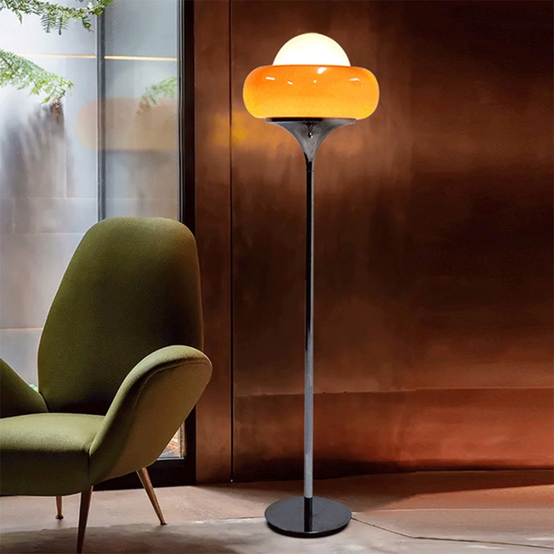 Floor Lamp Bauhaus Egg Shaped Shade Chrome Tubular Base Minimalist