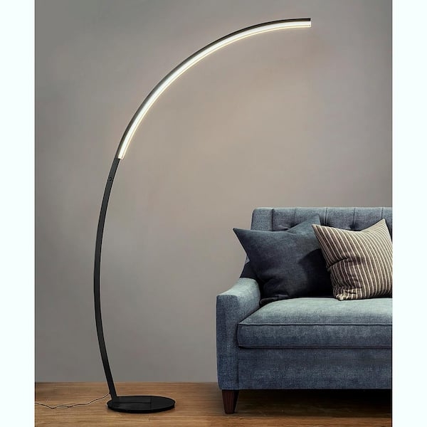 Floor Lamp Black Arc Dimmable Switch Overhanging Dome Shade Minimalist