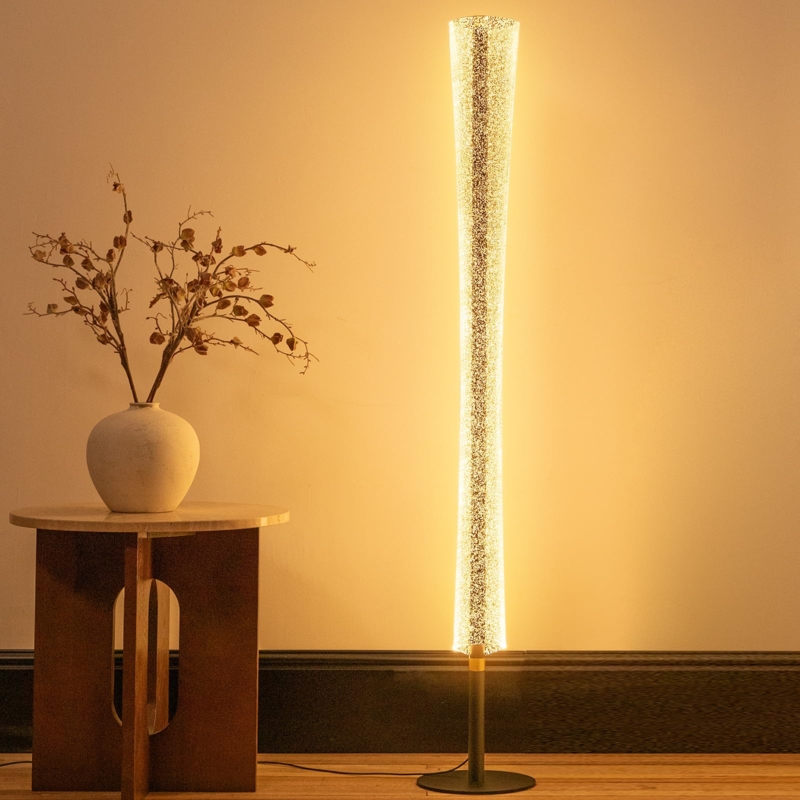 Floor Lamp Black Arched Silhouette Integrated LED Strip Minimalist