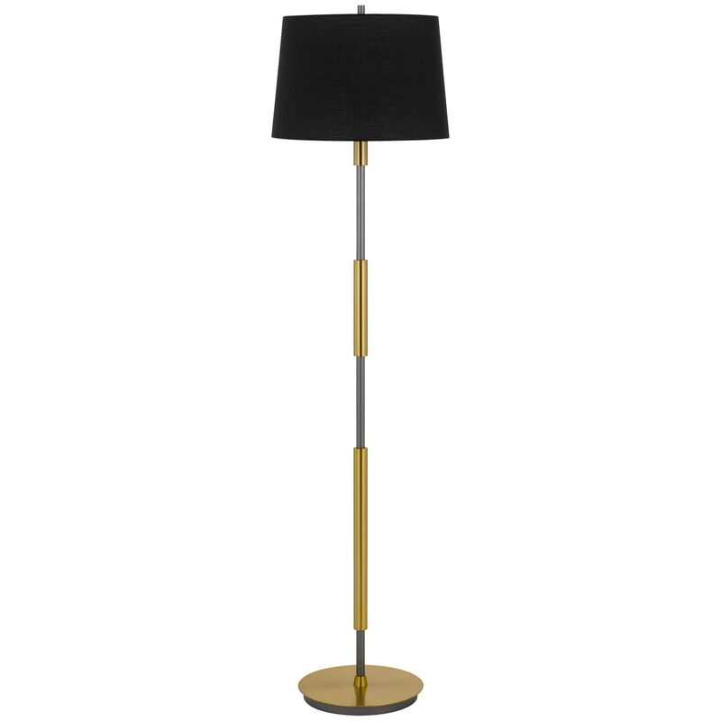 Floor Lamp Black Drum Shade Gold Metal Pole Finial
