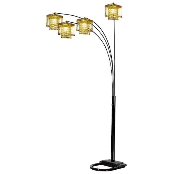 Floor Lamp Black Metal 5-Arm Arch Adjustable Slender Silhouette Modern