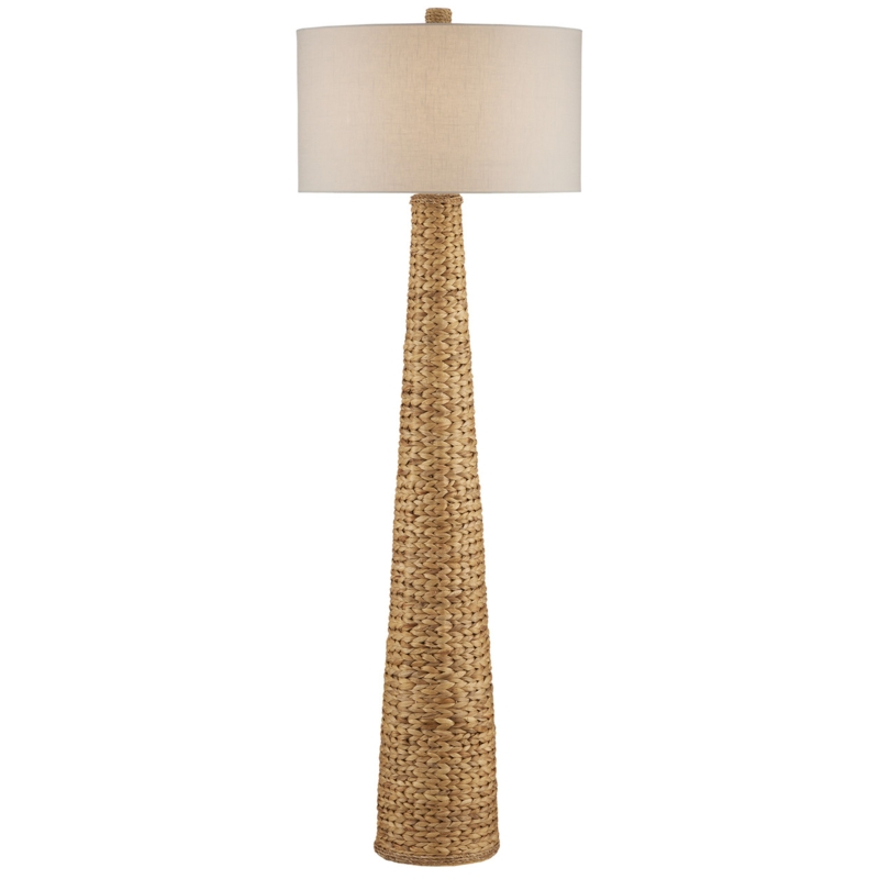 Floor Lamp Braided Natural Fiber Base Tapered Shade Coastal Living