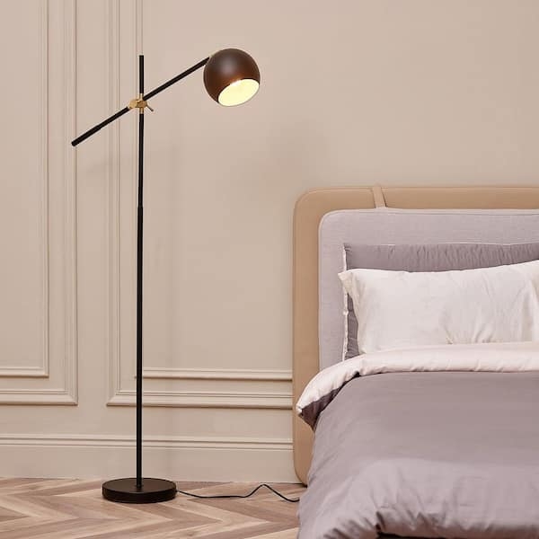Floor Lamp Brass Pivot Joints Industrial Reading Nook Lighting Adjustable