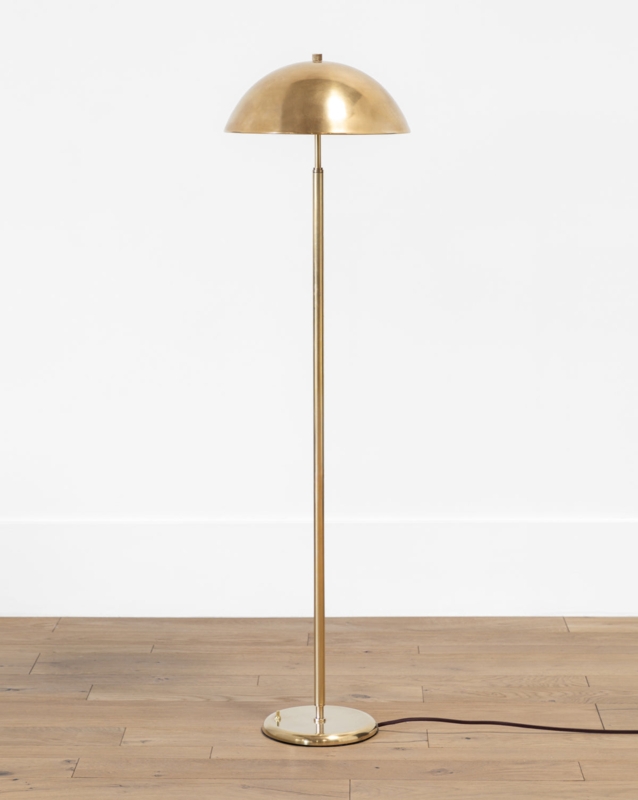 Floor Lamp Brass Tripod Base Adjustable Cone Shade Mid Century