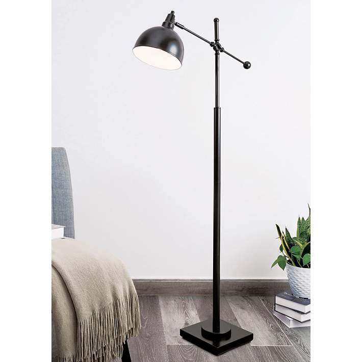 Floor Lamp Bronze Finish Dome Shade with Adjustable Swivel Arm