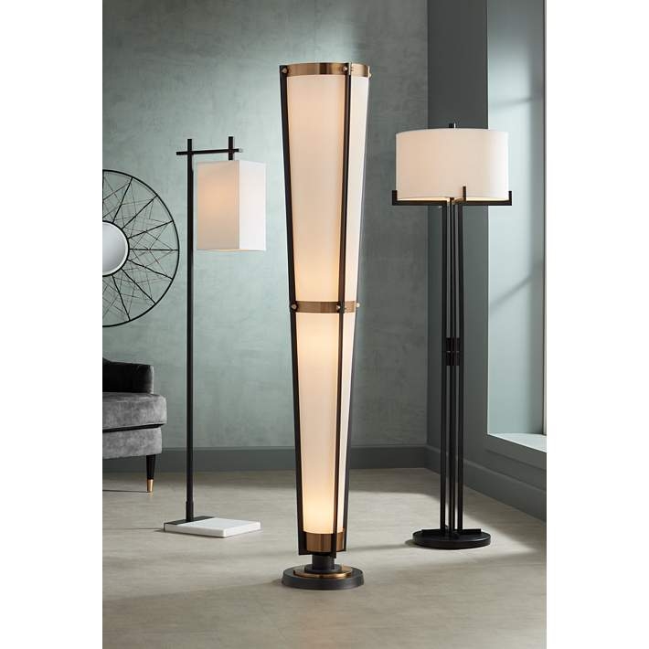 Floor Lamp: Bronze Tiered Torchiere Style Multi-Head Reading Corner