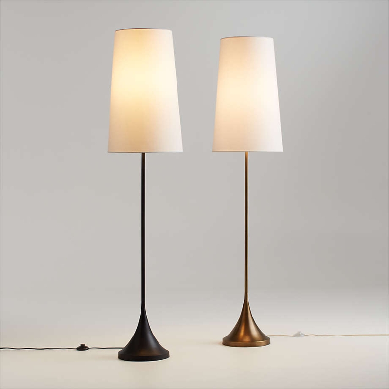 Floor Lamp Brushed Brass Three Light Frosted Globe Shades