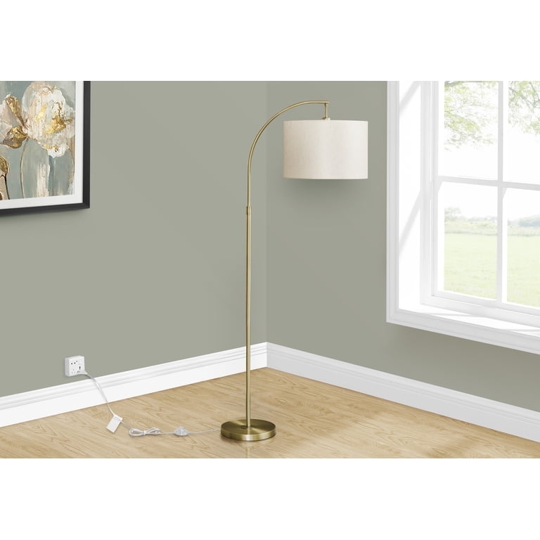 Floor Lamp Brushed Metal Tripod Base Fabric Shade Design