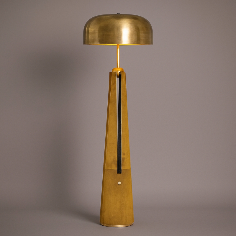 Floor Lamp Brushed Metallic Vintage Industrial Style Slim Neck