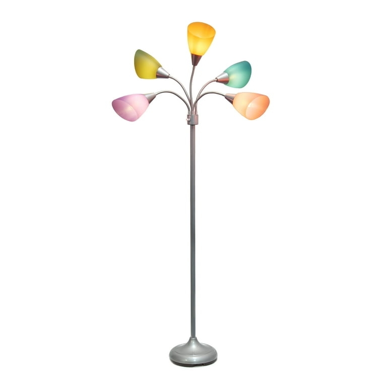 Floor Lamp Brushed Silver Medusa Five Light Multicolored Shades