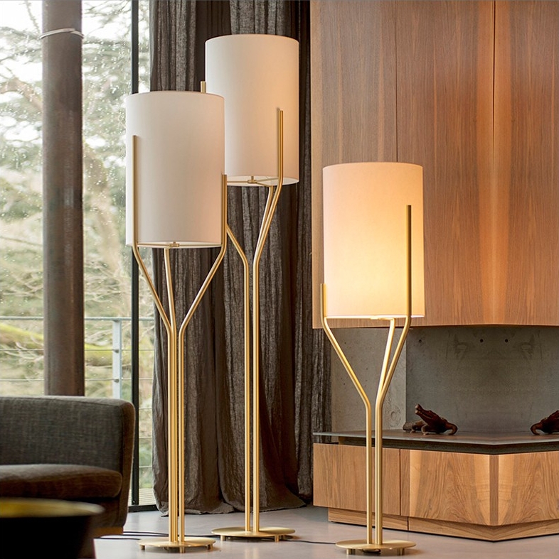 Floor Lamp Built-In Shelf Matte Black Finish Drum Shade Modern Nook