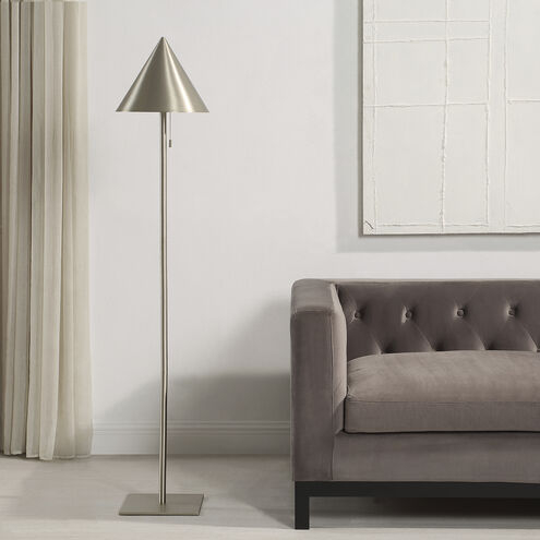 Floor Lamp Champagne Finish Oversized White Drum Shade