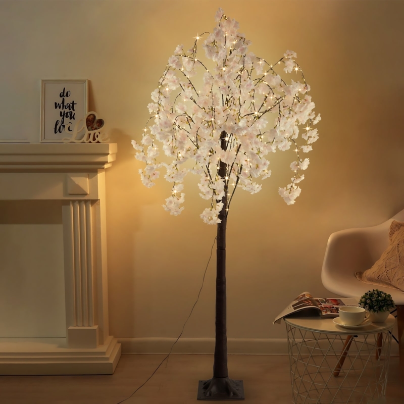Floor Lamp Cherry Blossom Tree, Ethereal LED Lights