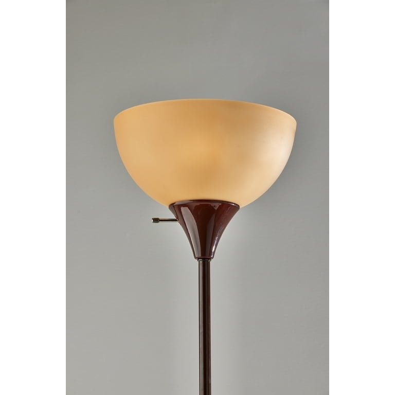 Floor Lamp Combo Dual Light Source Matte Metal Finish Frosted Shades