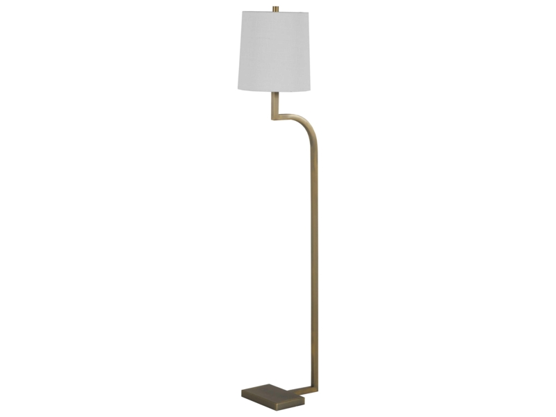 Floor Lamp Contemporary Rectangular Frame Textured Gold Geometric
