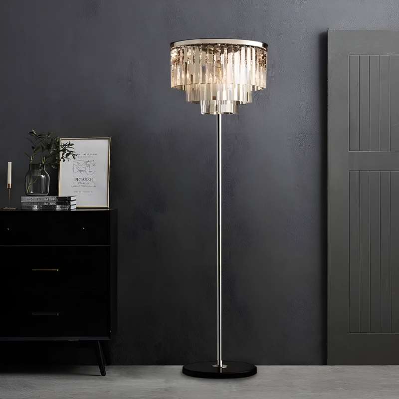 Floor Lamp Contemporary Style Stacked Spheres Monochromatic Palette
